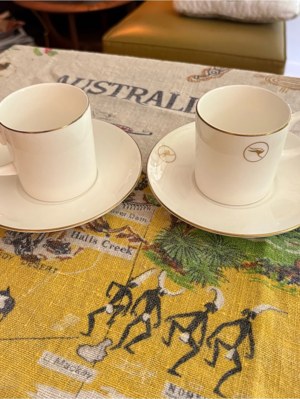 70’s Australian Airlines Collectable Wedgwood Qantas  Set of 2 Espresso Cups